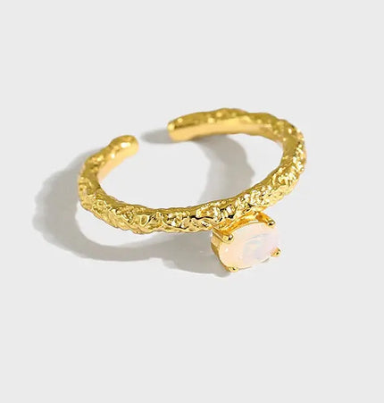 925 Sterling Silver Textured Adjustable Ring null