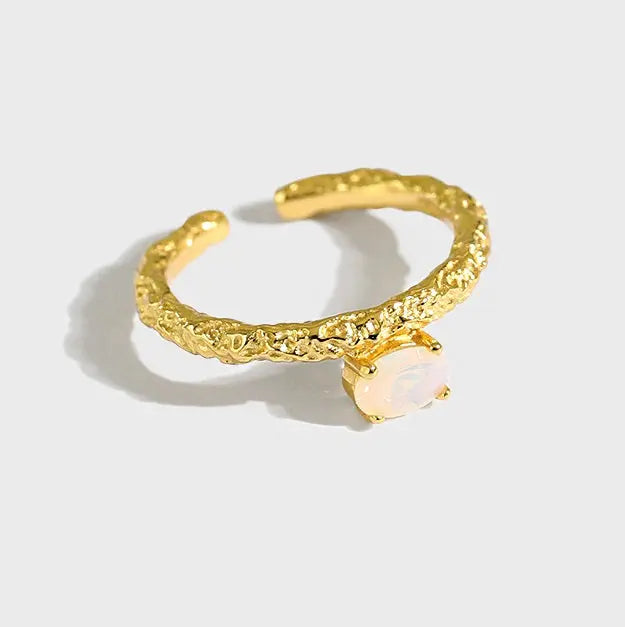 925 Sterling Silver Textured Adjustable Ring null