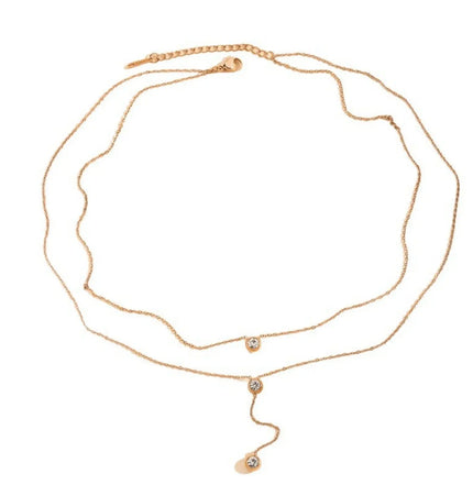 Minimalist Double-Layer Crystal Necklace – Stainless Steel null