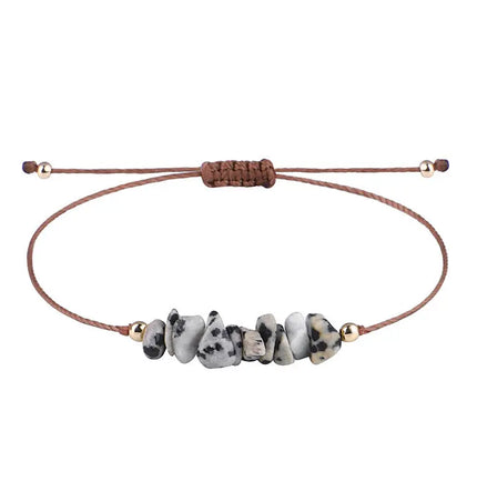 Irregular Raw Stone Woven Wax Line Bracelet null