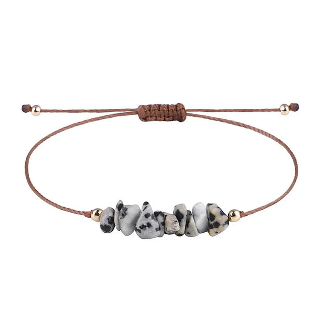 Irregular Raw Stone Woven Wax Line Bracelet null