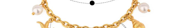 Shell &amp; Pearl Charm Summer Bracelet 18K gold null