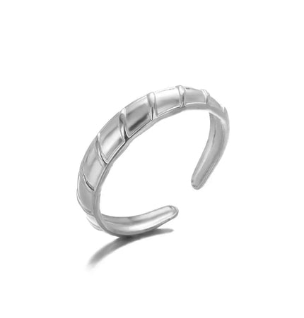 Stainless Steel Geometric Hollow Adjustable Ring null