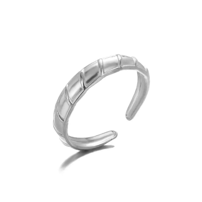 Stainless Steel Geometric Hollow Adjustable Ring null