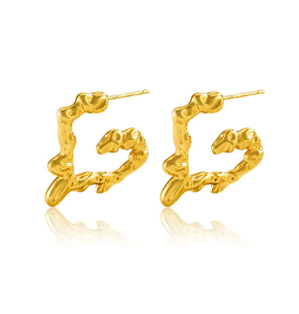 Liquid Heart Earrings in Gold Finish null