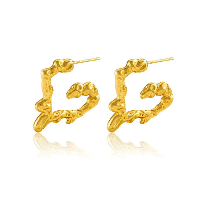 Liquid Heart Earrings in Gold Finish null