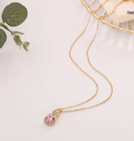 Titanium Steel Necklace Crystal Ring Women''s Fashion Simple Design Jewelry Europe Wholesale