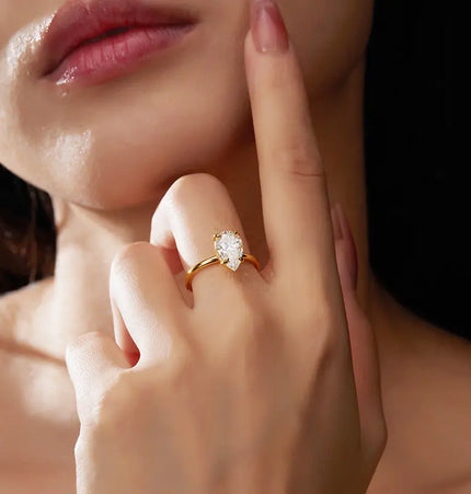 Pear Cut Moissanite Ring in 925 Sterling Silver null