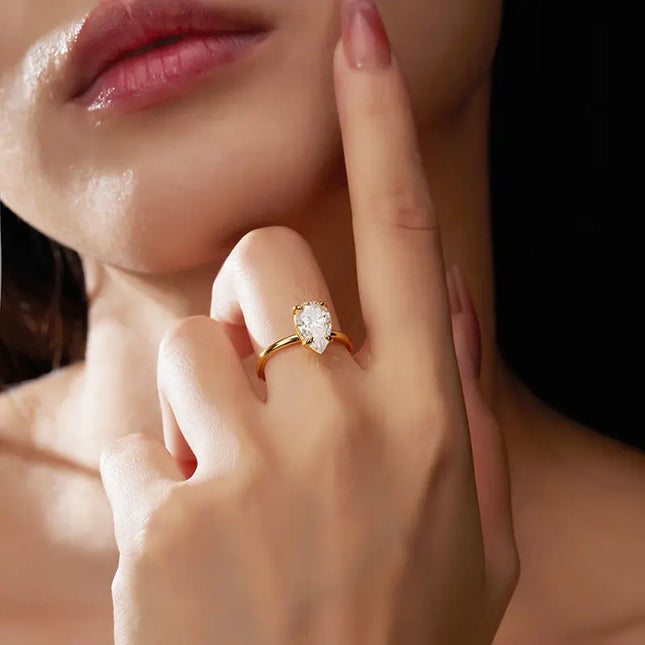Pear Cut Moissanite Ring in 925 Sterling Silver null