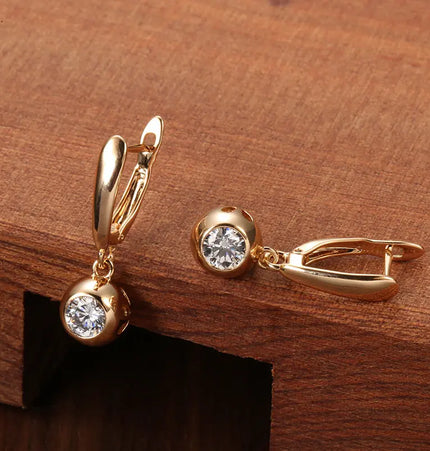Rose Gold Zircon Ball Drop Earrings null