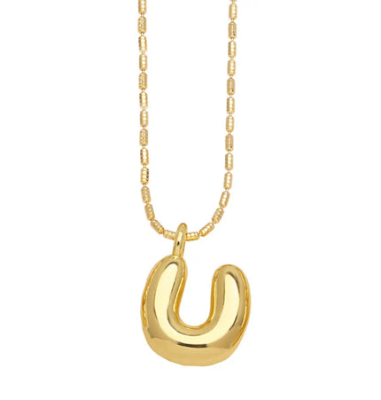 Gold Initial Letter Necklace – 26 Alphabet Pendant null
