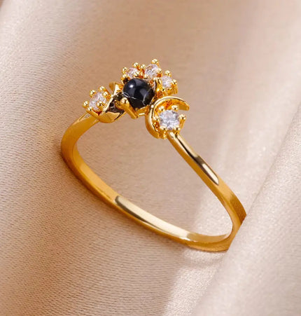 Mild Luxury Retro 18K Gold Plated Emerald Love Ring null