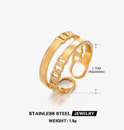 Gold Chain Adjustable Ring in Stainless Steel null