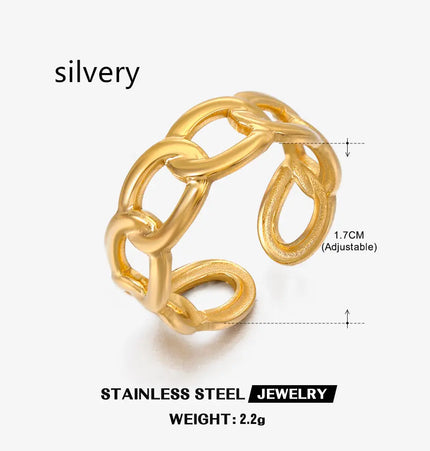 Gold Chain Adjustable Ring in Stainless Steel null