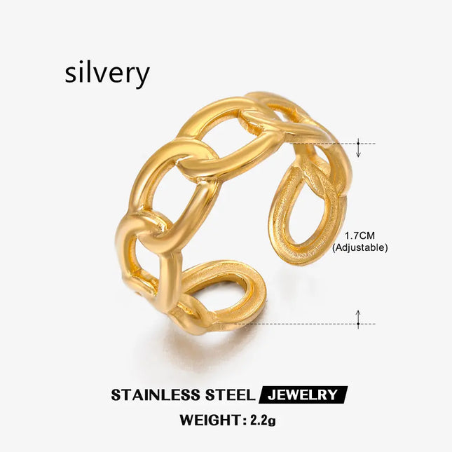 Gold Chain Adjustable Ring in Stainless Steel null