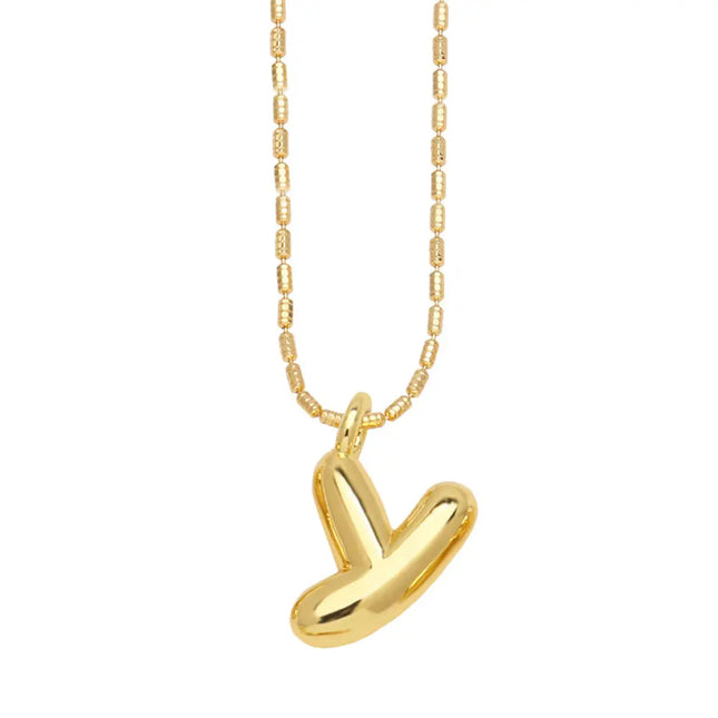 Gold Initial Letter Necklace – 26 Alphabet Pendant null
