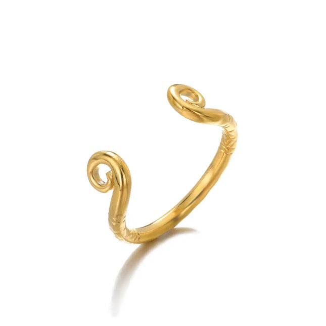 Stainless Steel Geometric Hollow Adjustable Ring null