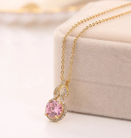 Titanium Steel Necklace Crystal Ring Women''s Fashion Simple Design Jewelry Europe Wholesale