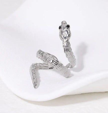 Snake Stainless Steel Adjustable Ring – French Texture Design null