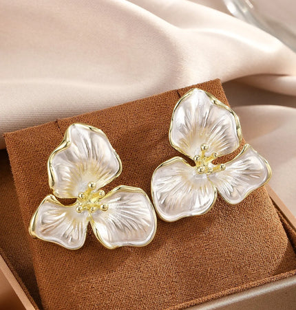 Elegant Petal Flower Earrings for Women | Vintage Floral Statement Earrings null