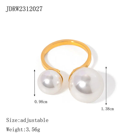 Pearl Statement Ring – Gold Plated Stainless Steel null