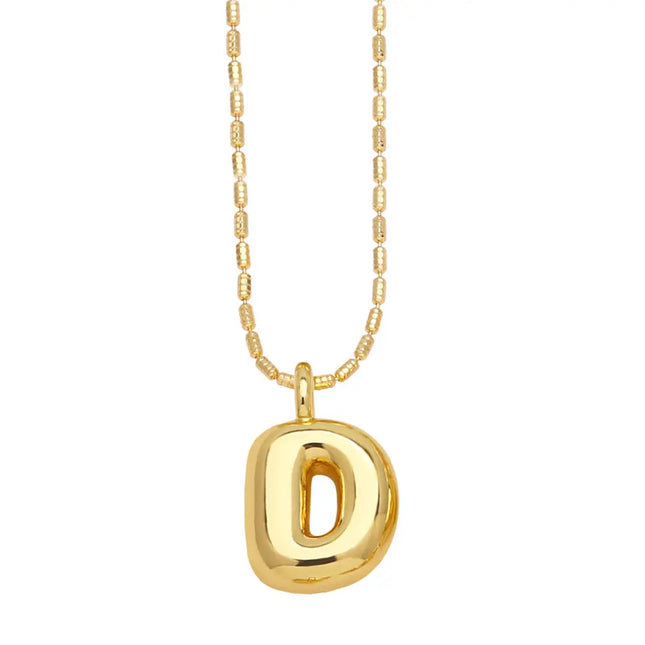 Gold Initial Letter Necklace – 26 Alphabet Pendant null