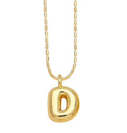 Gold Initial Letter Necklace – 26 Alphabet Pendant null