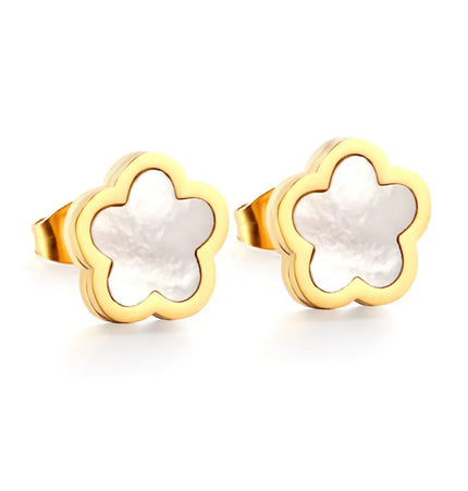 Minimal Flower Stainless Steel Stud Earrings null