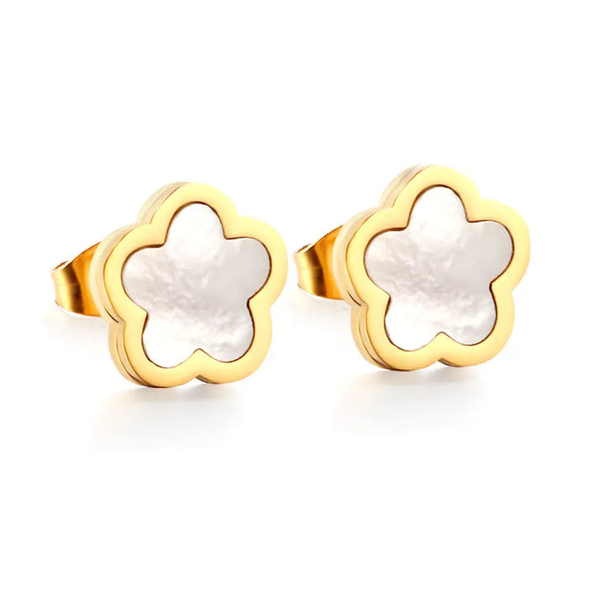 Minimal Flower Stainless Steel Stud Earrings null