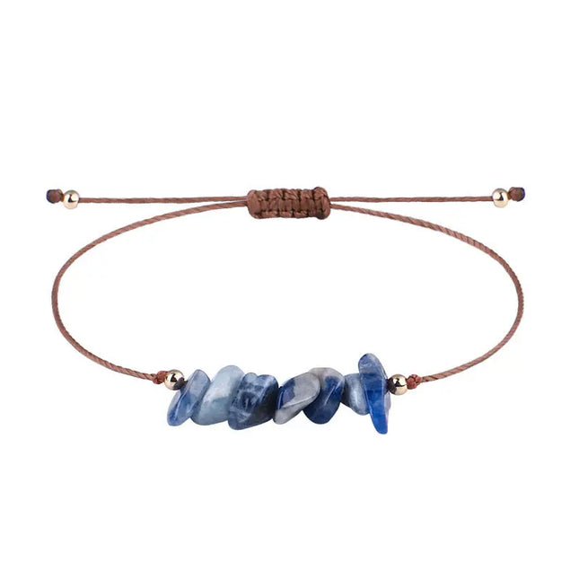 Irregular Raw Stone Woven Wax Line Bracelet null
