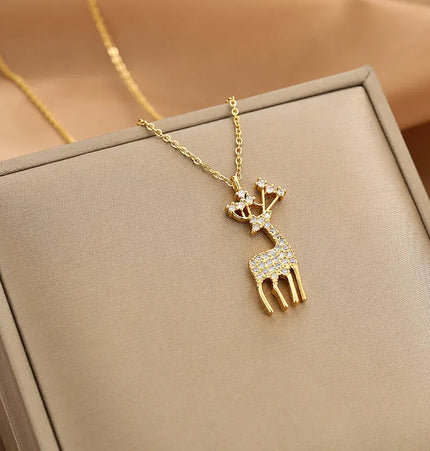 Gold Luxurious Diamond-studded Titanium Steel Necklace Women's Fashion Jewelry Europe Wholesale
