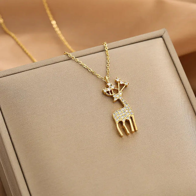 Gold Luxurious Diamond-studded Titanium Steel Necklace Women's Fashion Jewelry Europe Wholesale