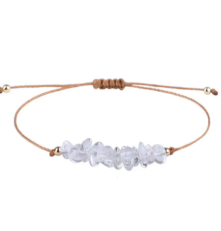 Irregular Raw Stone Woven Wax Line Bracelet null