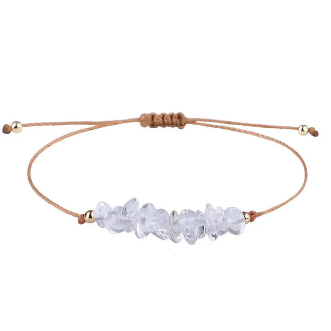 Irregular Raw Stone Woven Wax Line Bracelet null