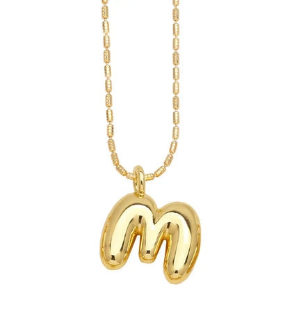 Gold Initial Letter Necklace – 26 Alphabet Pendant null
