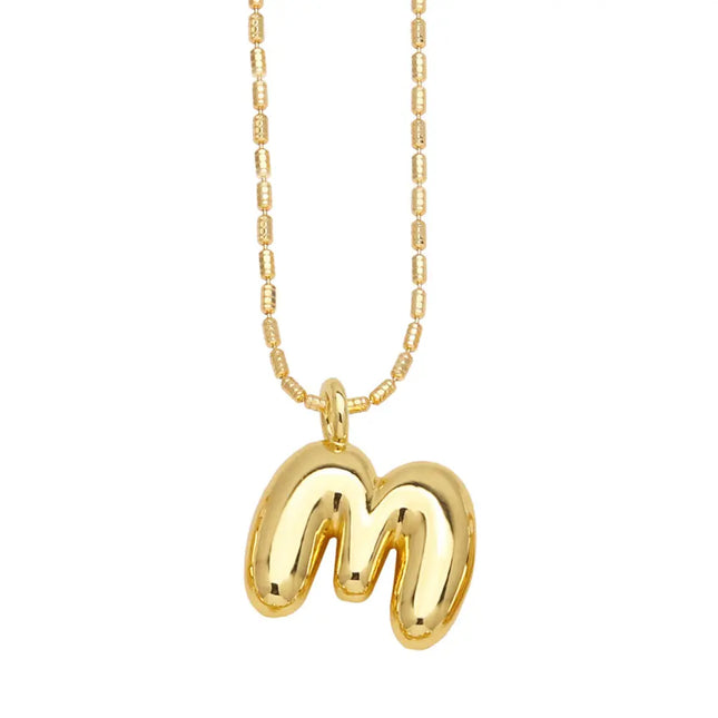 Gold Initial Letter Necklace – 26 Alphabet Pendant null