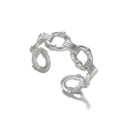 Stainless Steel Geometric Hollow Adjustable Ring null