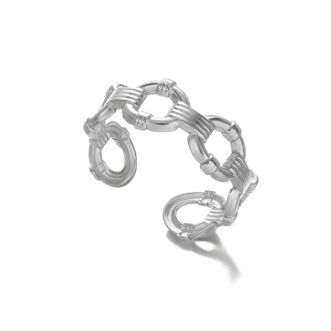 Stainless Steel Geometric Hollow Adjustable Ring null