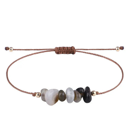 Irregular Raw Stone Woven Wax Line Bracelet null