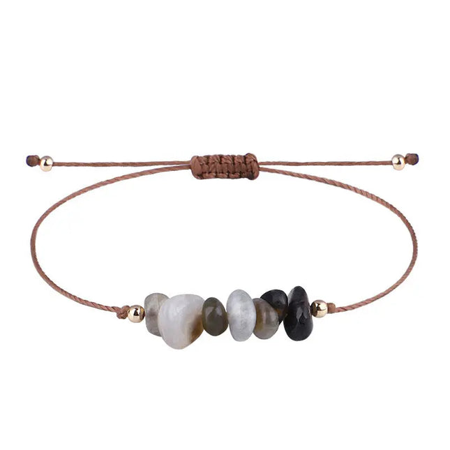 Irregular Raw Stone Woven Wax Line Bracelet null
