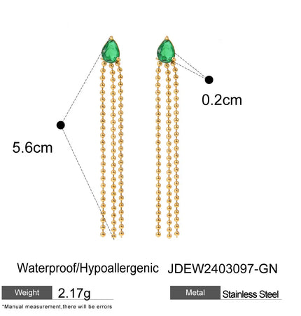 18K Gold Plated Stainless Steel Tassel Stud Earrings | Wholesale Jewelry null