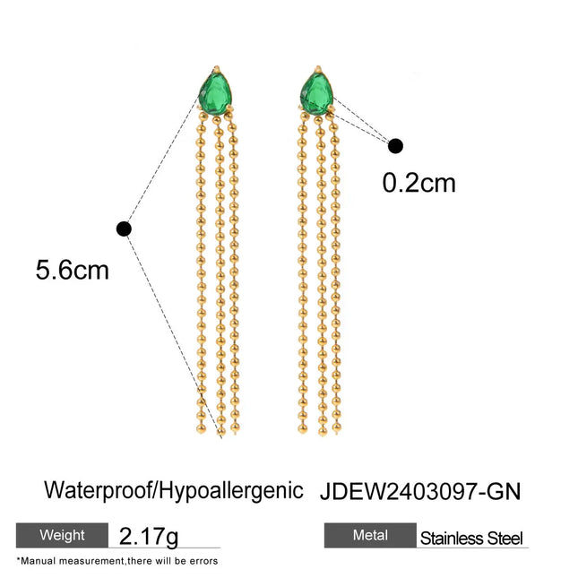 18K Gold Plated Stainless Steel Tassel Stud Earrings | Wholesale Jewelry null