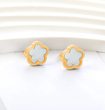 Minimal Flower Stainless Steel Stud Earrings null