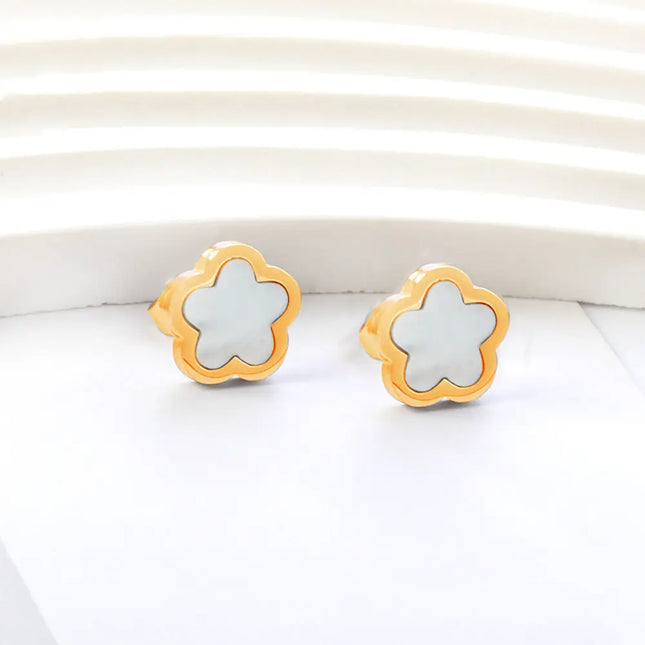 Minimal Flower Stainless Steel Stud Earrings null