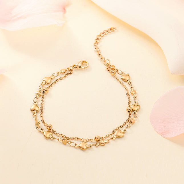 18K Gold-Plated Stainless Steel Heart Bracelet