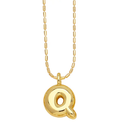 Gold Initial Letter Necklace – 26 Alphabet Pendant null