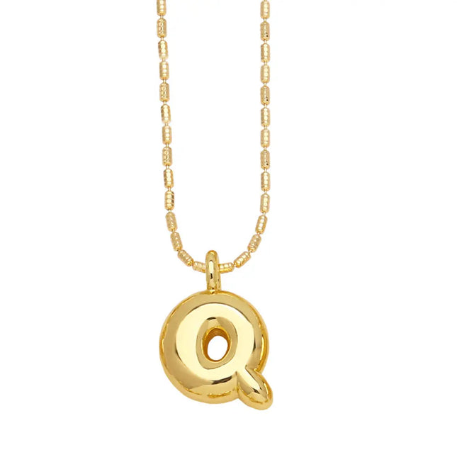 Gold Initial Letter Necklace – 26 Alphabet Pendant null