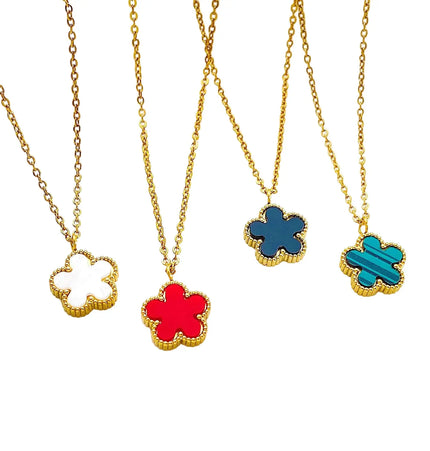 Minimal Flower Necklace in Titanium Steel null