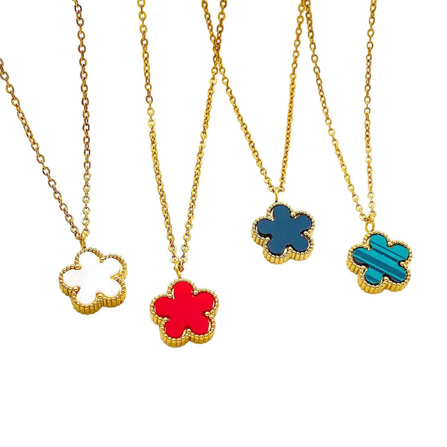 Minimal Flower Necklace in Titanium Steel null