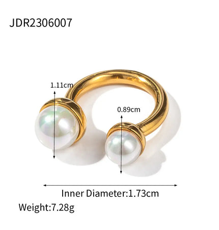 Pearl Statement Ring – Gold Plated Stainless Steel null
